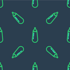 Line Eggplant icon isolated seamless pattern on blue background. Vector