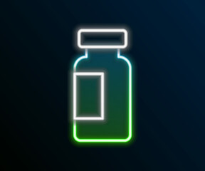 Glowing neon line Test tube and flask chemical laboratory test icon isolated on black background. Laboratory glassware sign. Colorful outline concept. Vector