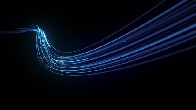 Abstract Glowing 3d Light Strokes Background/ 4k animation of an abstract looped wallpaper background of glowing 3d light strokes with depth of field and following motion path trajectory