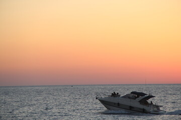 boat at sunset