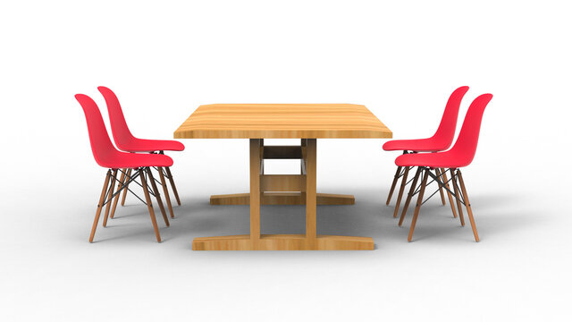 four red nordic chair with shadow 3d render