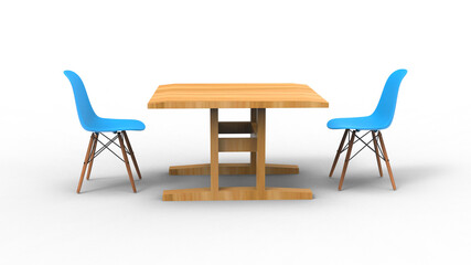 Fototapeta premium two blue nordic chair with shadow 3d render