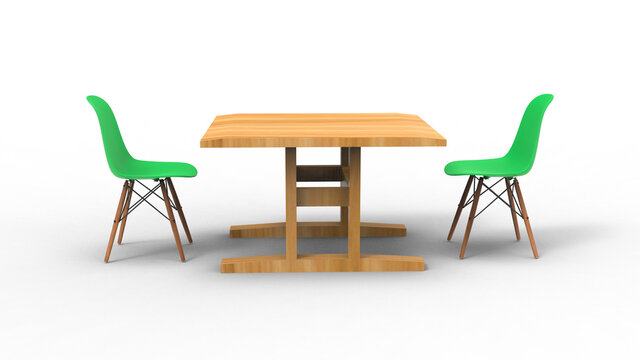 two green nordic chair with shadow 3d render