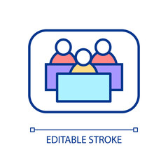 Web elearning RGB color icon. Distant education. Electronic classes. Online conference with students. Isolated vector illustration. Simple filled line drawing. Editable stroke. Arial font used