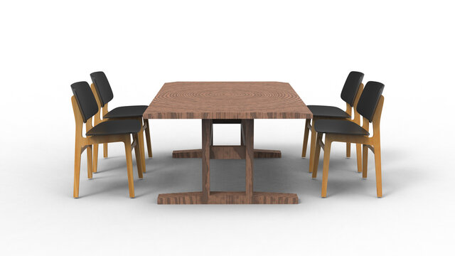 four black cafe chair with shadow 3d render