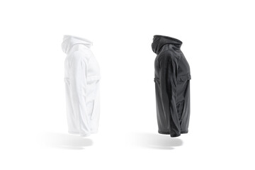 Blank black and white windbreaker mockup, profile view © Alexandr Bognat