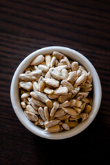 sunflower seeds pile close up on the table