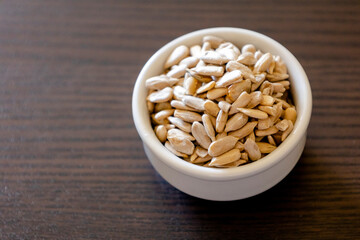 sunflower seeds pile close up on the table