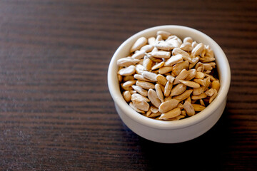 sunflower seeds pile close up on the table