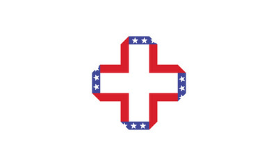 Fototapeta premium American Flag plus icon symbol design vector illustration template