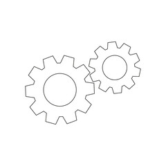 Gears line icon. Cogwheel black outline symbol. Vector isolated on white background	