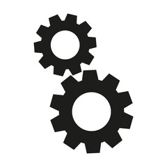 Gears icon. Cogwheels black symbol. Seatings concept. Vector isolated on white background