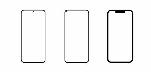 Set of phone icons of various styles on a transparent background. Vector illustration.