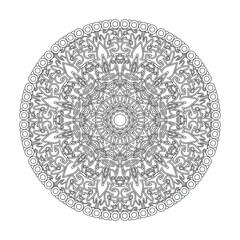 Circular pattern in form of mandala for Henna, tattoo, decoration. Decorative ornament in ethnic oriental style. Coloring book page.