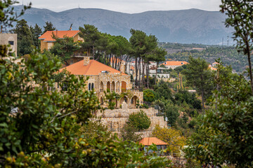 Deir El Qamar village beautiful green landscape and old architecture in mount Lebanon Middle east
