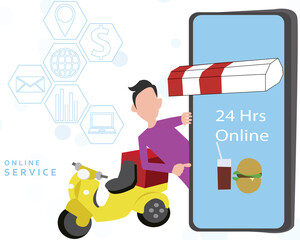 2d illustration online food delivery concept