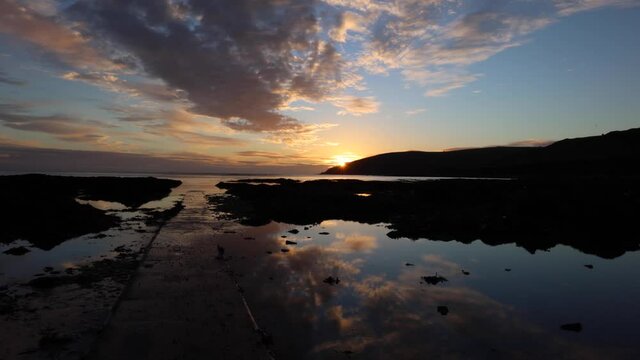 sunset over the sea at Hannafore West Looe Timelapse 