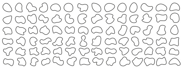 Organic blobs set icon. Random shapes cube drop