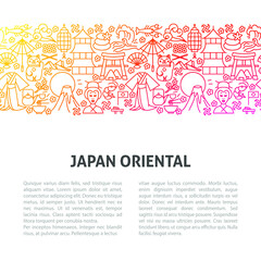 Japan Oriental Line Template. Vector Illustration of Outline Design.