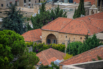 Fototapeta na wymiar Deir El Qamar village beautiful green landscape and old architecture in mount Lebanon Middle east