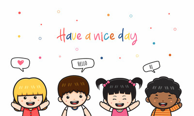 Cute children doodle banner background wallpaper icon cartoon illustration