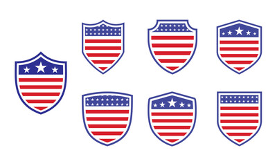 Shield Shaped American Flag icon symbol design vector template