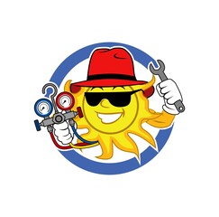 HVAC sun character logo cartoon design illustration vector eps format , suitable for your design needs, logo, illustration, animation, etc.