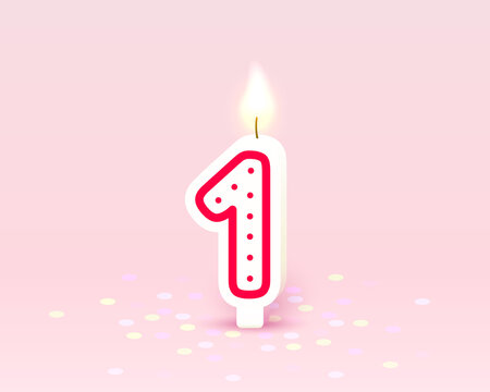 Happy Birthday years anniversary of the person birthday, Candle in the form of numbers one of the year. Vector