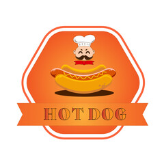 A bright label for a Hot Dog fast food outlet