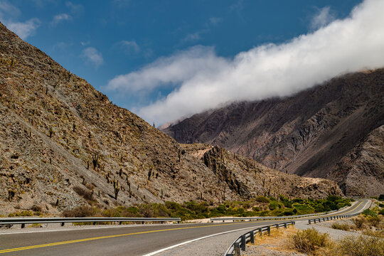 Road between rocky hills in Salta, Argentina