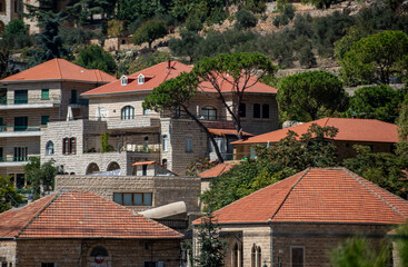 Deir El Qamar village beautiful green landscape and old architecture in mount Lebanon Middle east