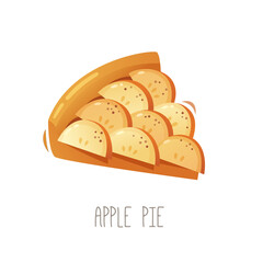 Collection of cakes, pies and desserts for all letters of alphabet. Letter A - apple pie. Isolated vector illustration