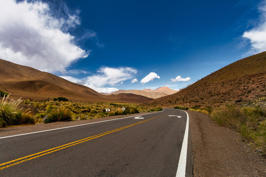 Curve of a road between hills of Salta, Argentina