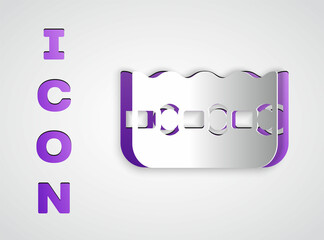 Paper cut Swimming pool icon isolated on grey background. Paper art style. Vector