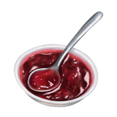 Sweet strawberry jam. Watercolor hand drawn illustration isolated on white background.