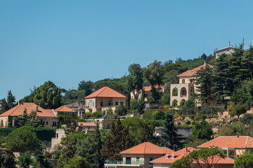 Obraz premium Deir El Qamar village beautiful green landscape and old architecture in mount Lebanon Middle east