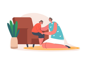 Mother and Daughter Sitting on Sofa in Living Room Speak and Share Problems. Mom and Girl Talking, Parent Support Child