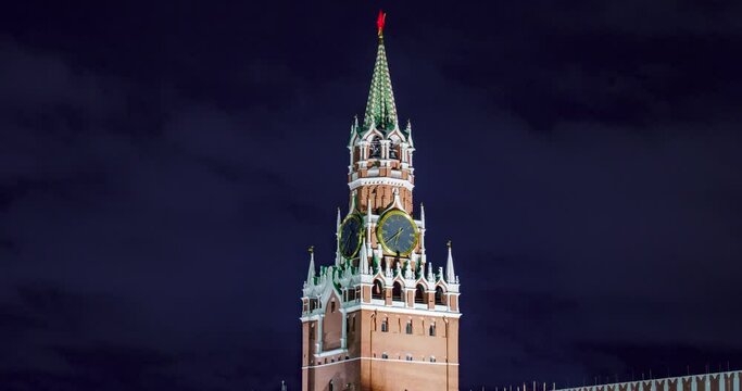 Moscow chimes on Red Square in the early winter morning