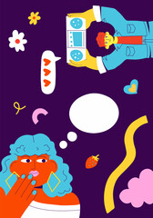 St. Valentine's Day abstract greeting card design. Vector flat illustration