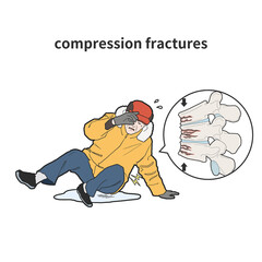 압박골절이 발생한 할아버지 메디컬 일러스트