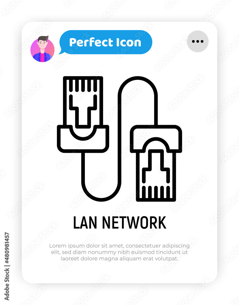 Poster patch cable thin line icon. modern vector illustration of lan network.