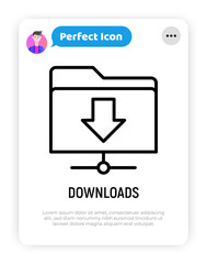 Download symbol. Thin line icon. Vector illustration.