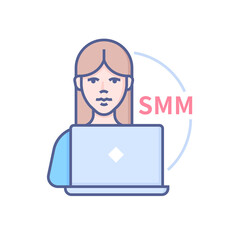 SMM specialist - modern colored line design style icon