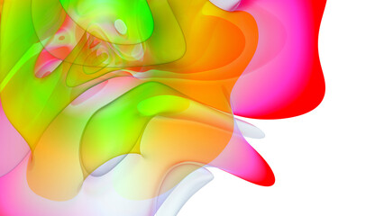 3d render of abstract art with part of surreal alien blossom flower in curve wavy elegance biological lines forms in white red pink and toxic green gradient color on isolated white background