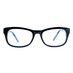 frames of glasses in blue on a white background. Eyeglasses in blue frames.