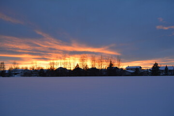 sunset over snow