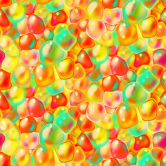 Seamless pattern with iridescent transparent bubbles