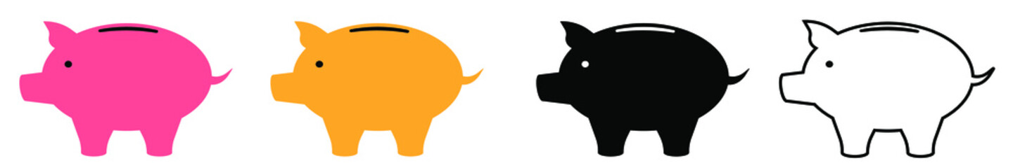 Piggy bank icon set. Piggy bank saving money. Banking or business services concept. Vector illustration.
