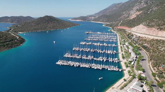 Bird's-eye view of the marina in Antalya, Turkey, Kash