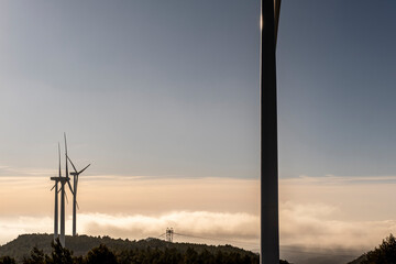 wind turbines in rural area in Spain